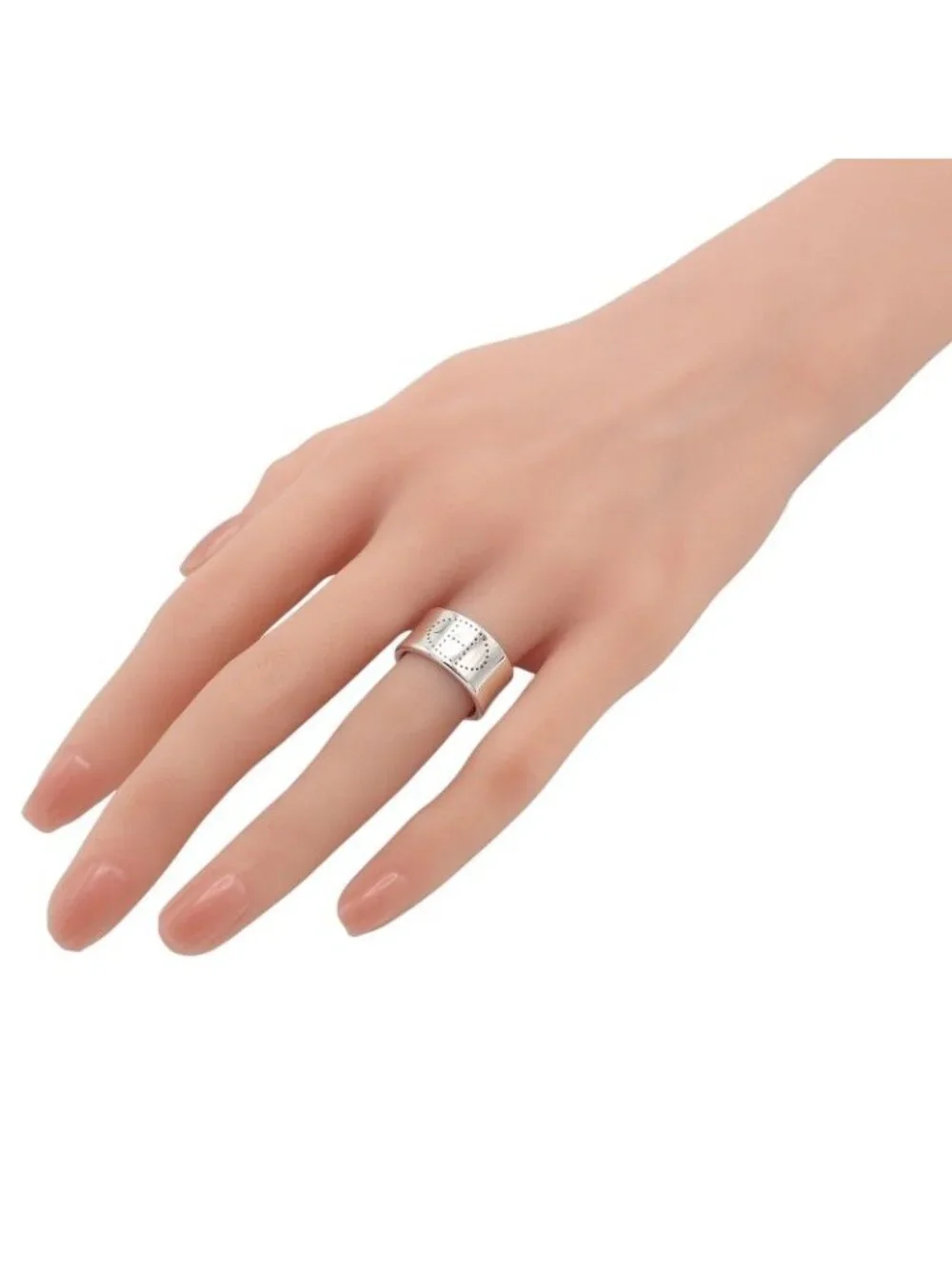 Hermes Eclipse Ribbon GM 52 Ring 925 Sterling Silver